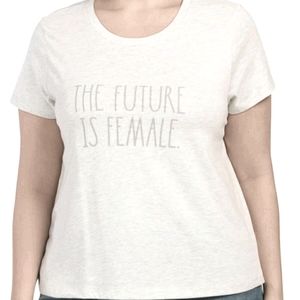 Rae Dunn Heathered Gray Crew Tee Shirt "Future Is Female" 1X Fit- NWT